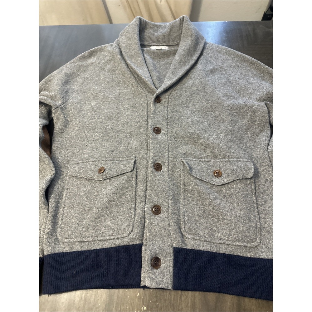 WALLACE & BARNES blue SHAWL cardigan sweater Size Medium Wool - Picture 5 of 8